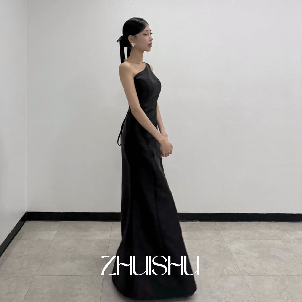 Gaun Malam Hitam Satu Bahu ZHU - Modern Korean Lifestyle ulasan dan harga